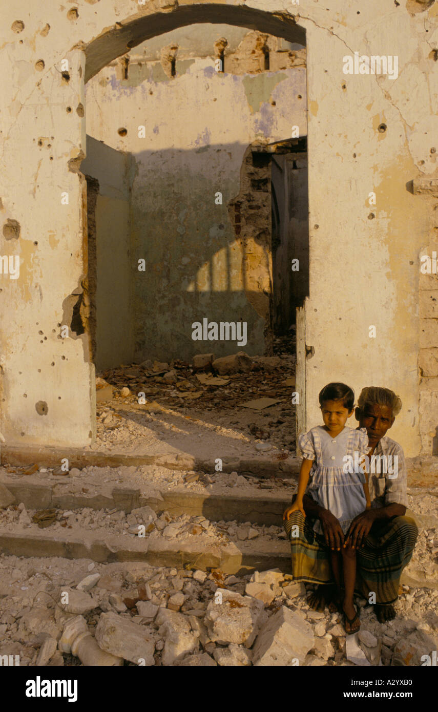 Sri Lanka Krieg Leben in den Trümmern, wenn Krieg Jaffna 1990 geplagt Stockfoto