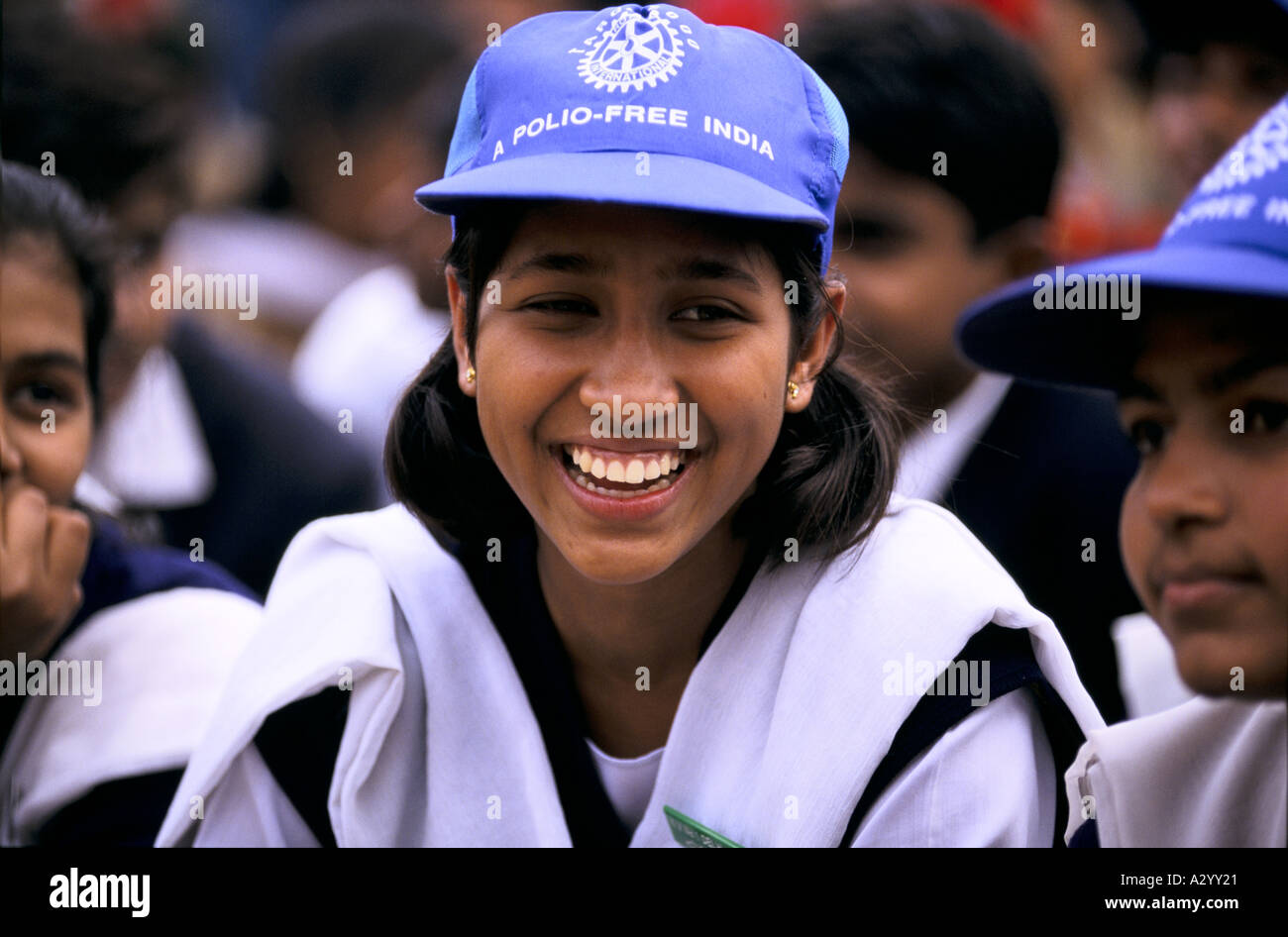 Gesundheit der Arbeitnehmer bei Polio-Bewusstsein-Rallye in Delhi Indien Teil der weltweiten Abschaffung Kampagne Stockfoto