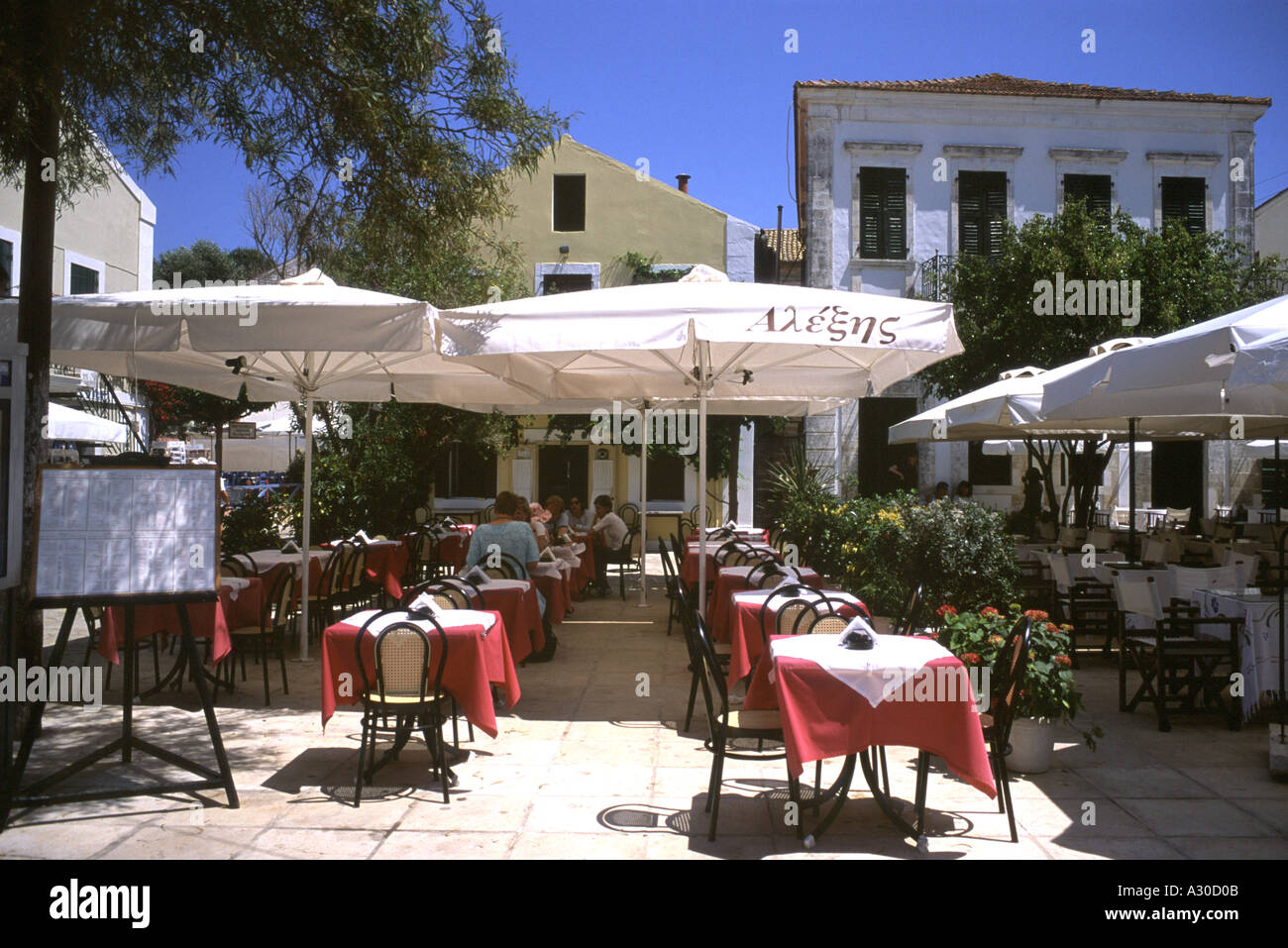 Taverne Restaurant Fiskardo Kefalonia Griechenland Stockfoto