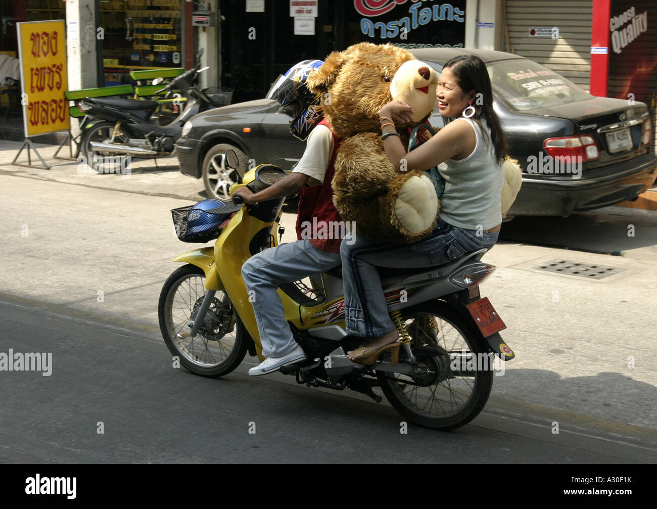 Motorradfahrt mit dem Taxi in Pattaya Thailand Stockfoto