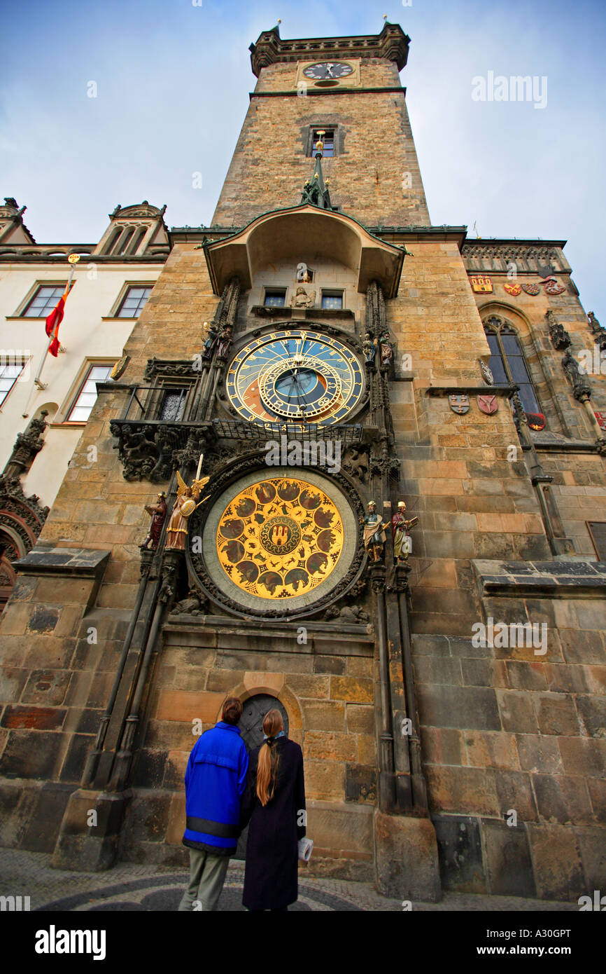 Das alte Rathaus mit der astronomischen Uhr Horologe Prag Tschechische Republik Europa Stockfoto