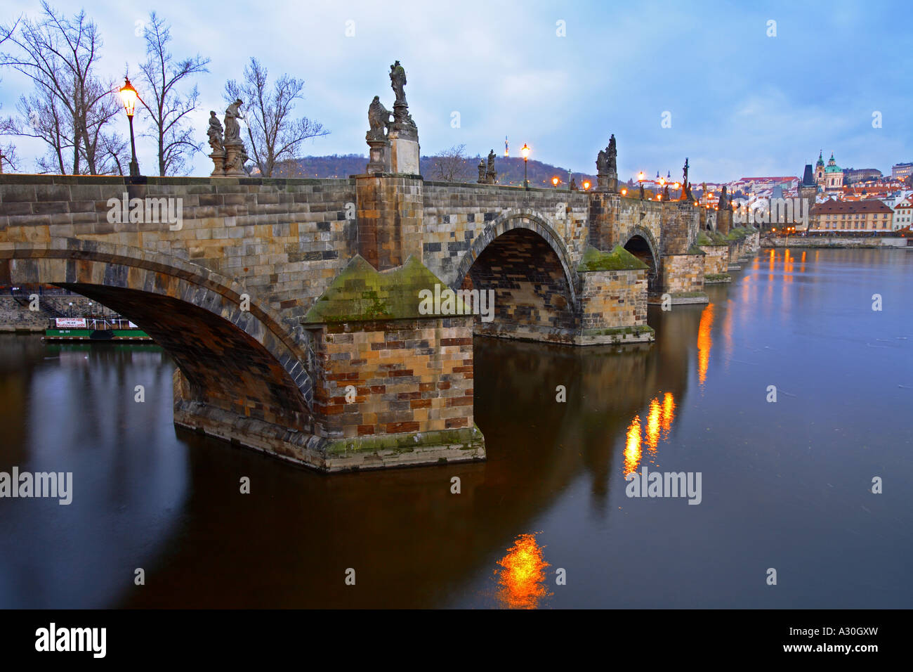 Charles Brücke Moldau Prag Tschechische Republik Europa Stockfoto