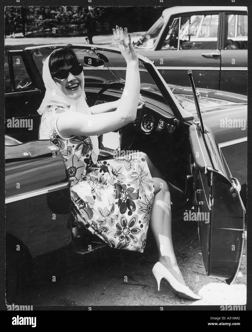 60er Jahre Mode-Cabrio Stockfoto