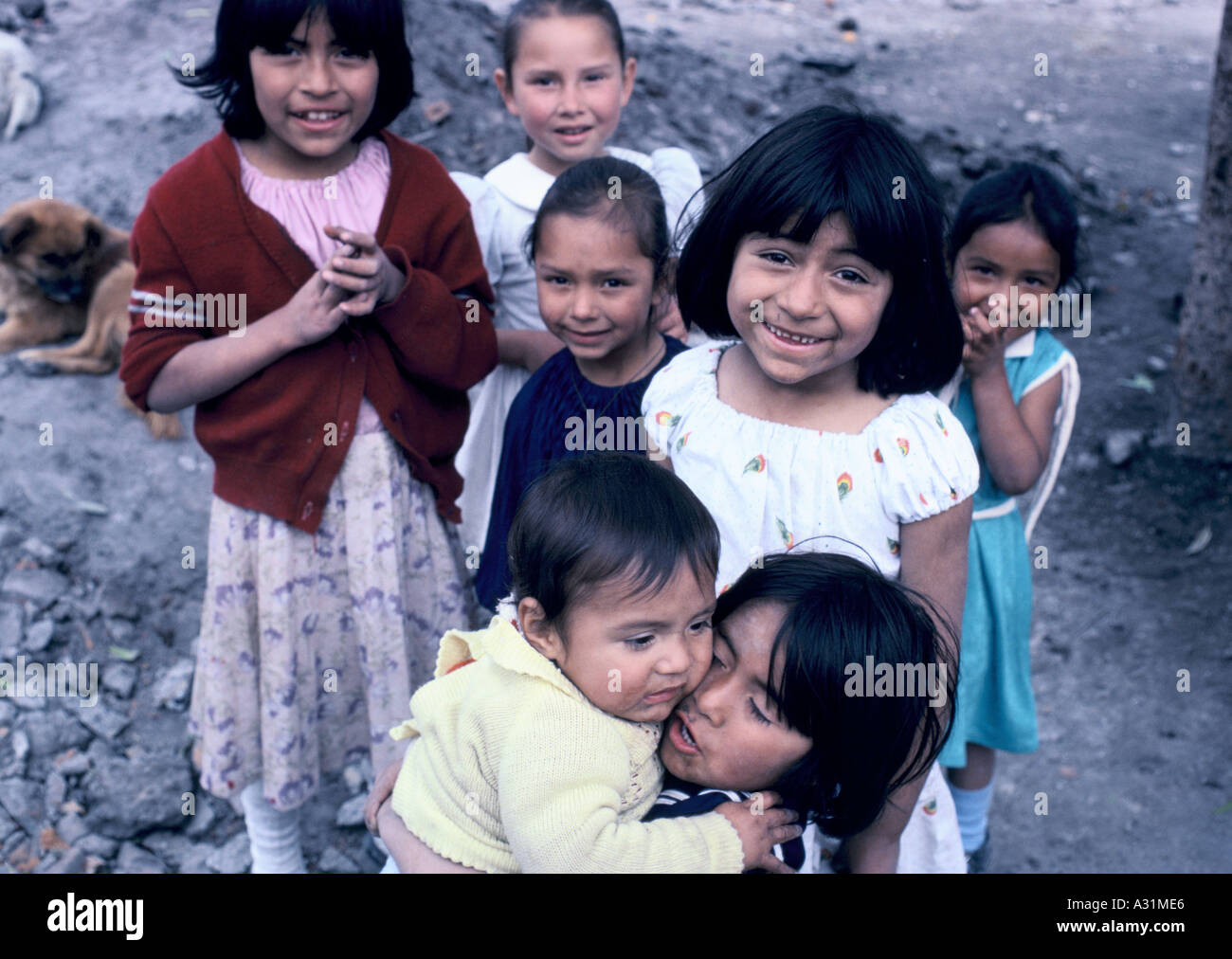 Kinder Shanty Town Mexiko Stockfoto