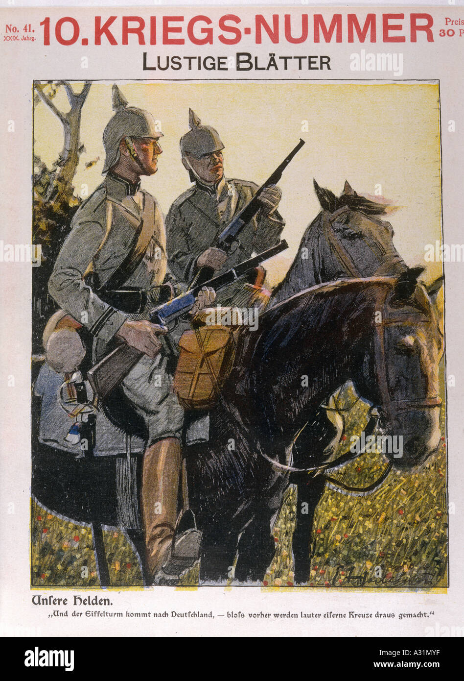 Deutsche Scharfschützen 1914 Stockfoto
