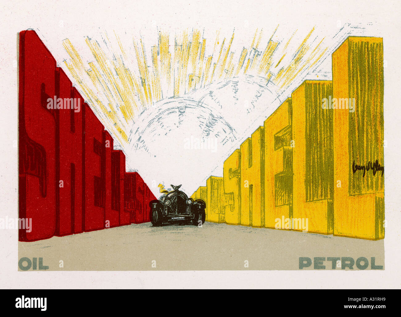 Anzeige Shell Oil 1929 Stockfoto