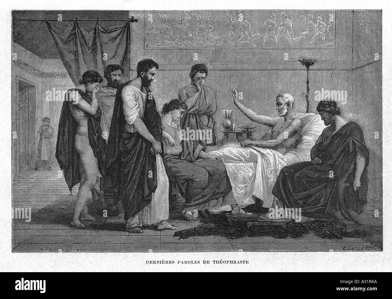 Theophrastos Sterbebett Stockfoto