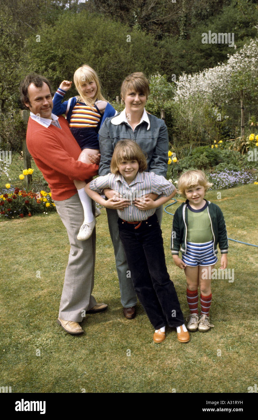 Familienbild aus den 70er Jahren Stockfoto