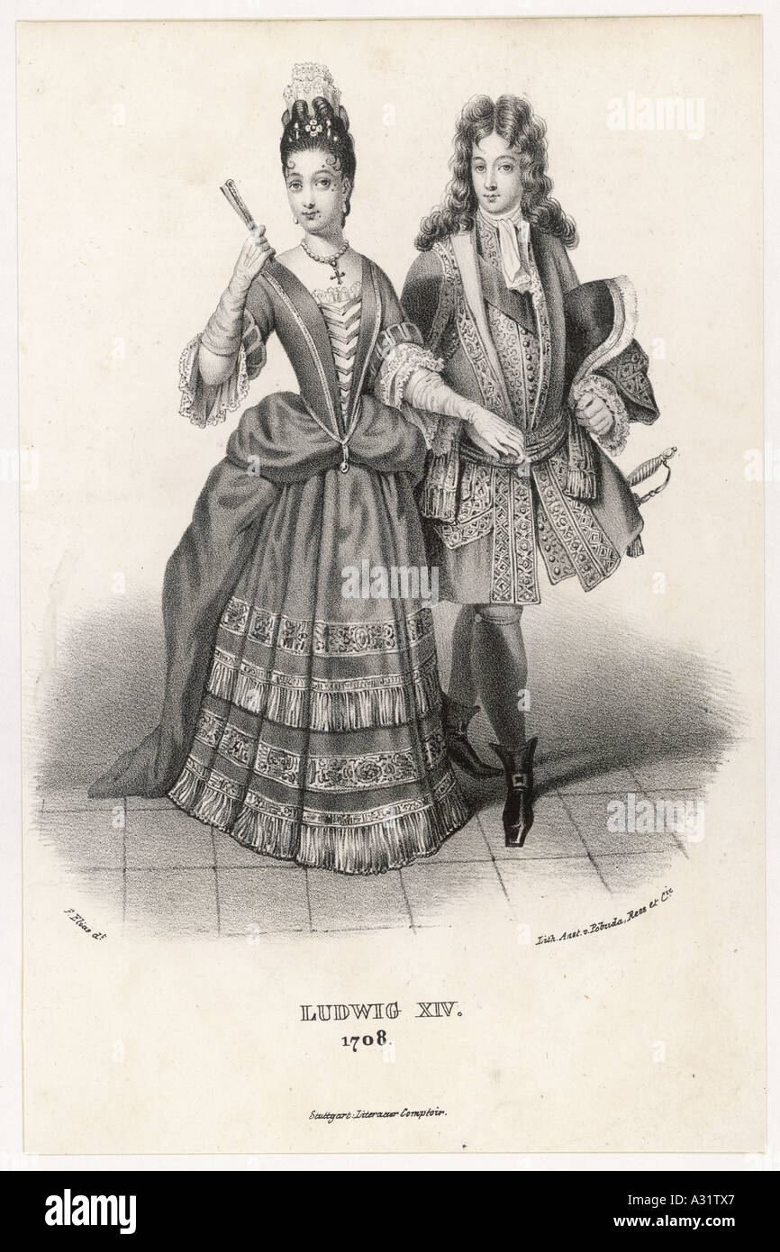 Höflinge 1708 Stockfoto