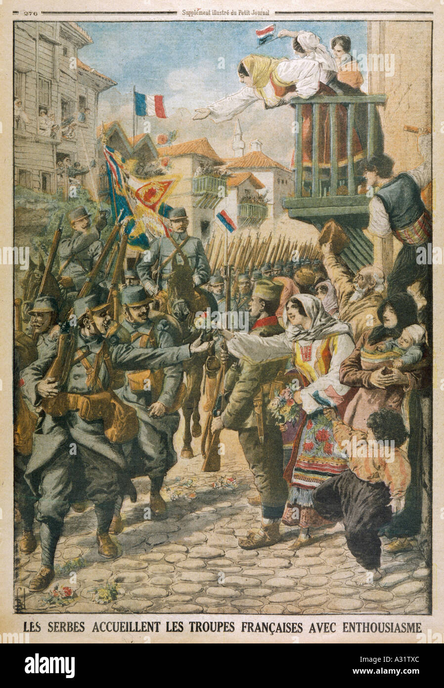 WWI Serben willkommen Französisch Stockfoto