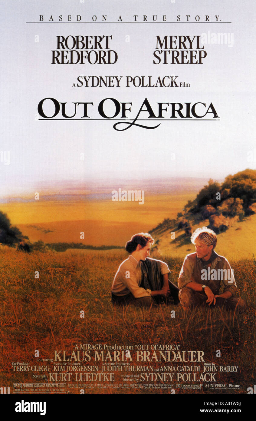 OUT OF AFRICA-Plakat für das Jahr 1985 Mirage film mit Meryl Streep und Robert Redford Stockfoto