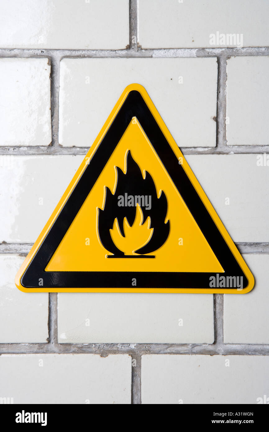 Brennbaren Warnschild Stockfoto