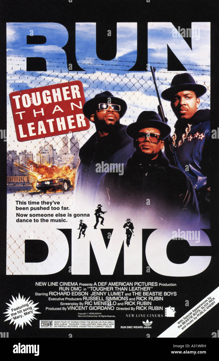 RUN DMC: Zäher als Leder Plakat für einen Film mit der US-Rap-Gruppe  Stockfotografie - Alamy