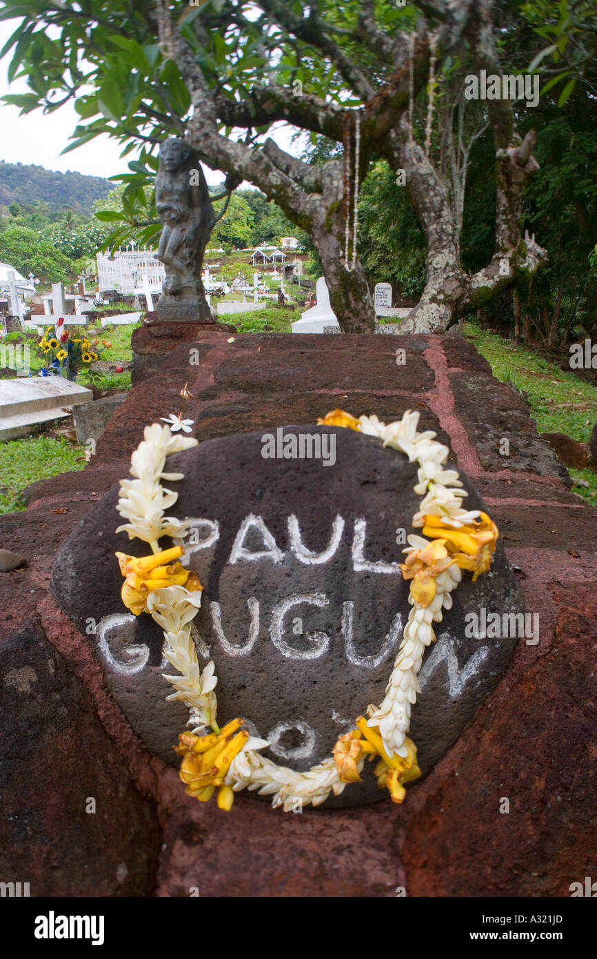 Paul Gauguin s Grab Atuona Hiva Oa Marquesa Inseln Französisch-Polynesien Stockfoto
