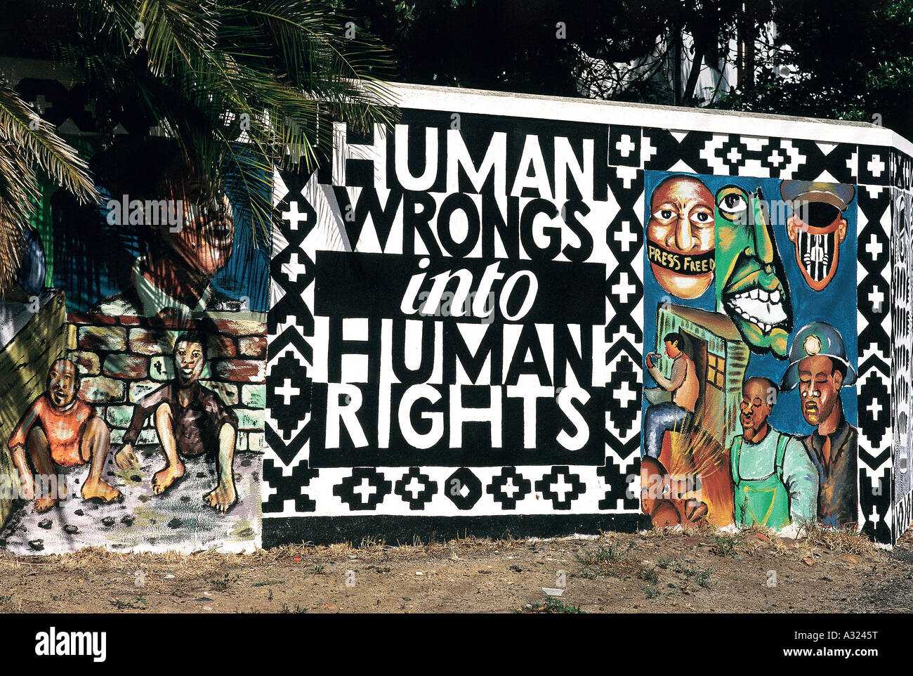 Menschliche Unrecht in Menschenrechte, Wand Wandbild, Cape Town, Südafrika Stockfoto