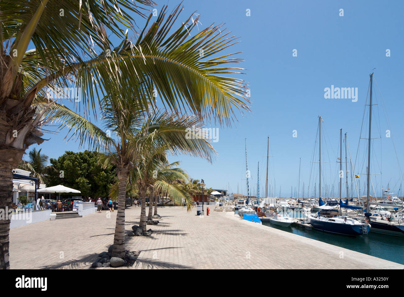 Kai, Puerto Calero, Lanzarote, Kanarische Inseln, Spanien Stockfoto