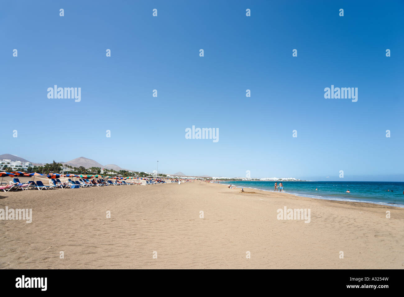 Playa de Los Pocillos, Puerto del Carmen, Lanzarote, Kanarische Inseln, Spanien Stockfoto