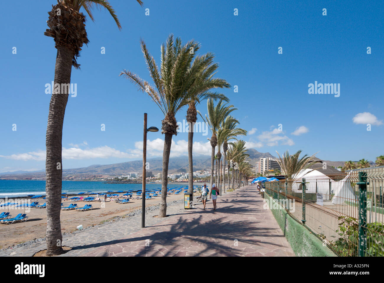 Strandpromenade, Playa de Las Americas, Teneriffa, Kanarische Inseln, Spanien Stockfoto