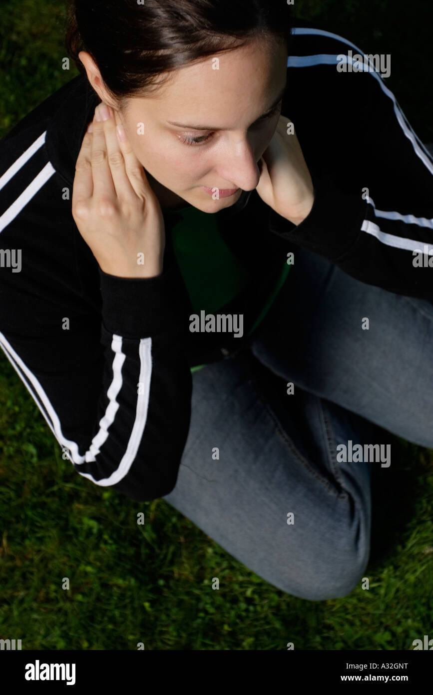 Frau im Freien bei Nacht Stockfoto