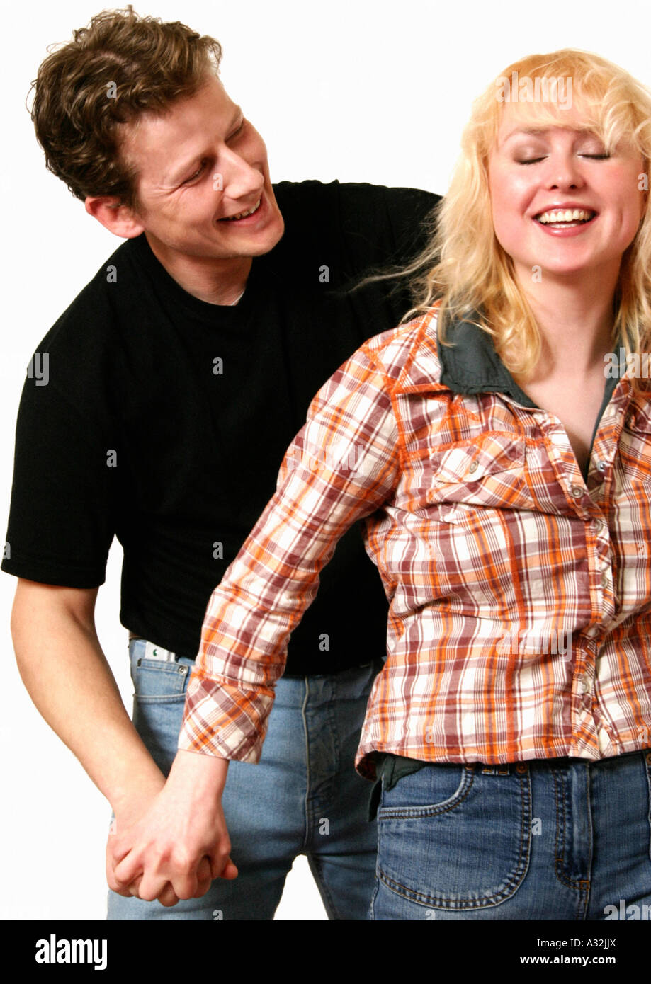 junges Paar, lachen Stockfoto