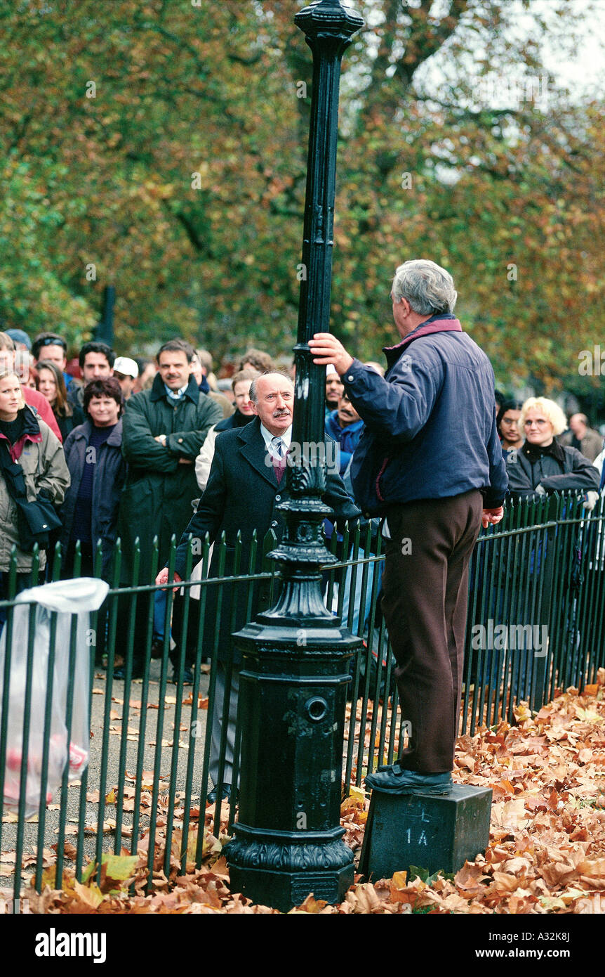 Sprechers Corner, Hyde Park, London, Vereinigtes Königreich Stockfoto