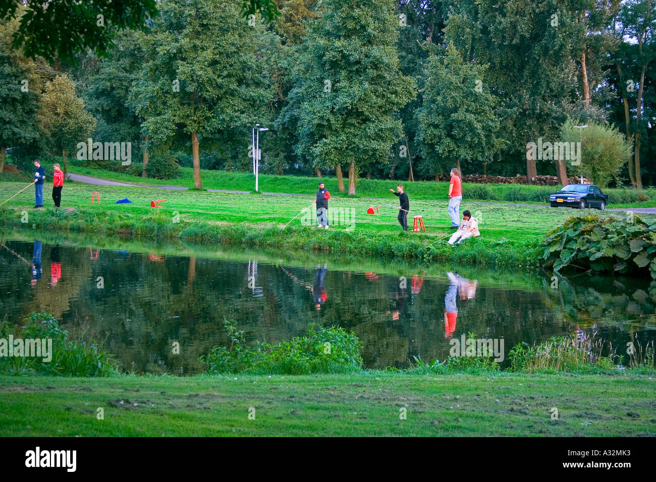 Sommer-Angeln in Holland, Niederlande Stockfoto