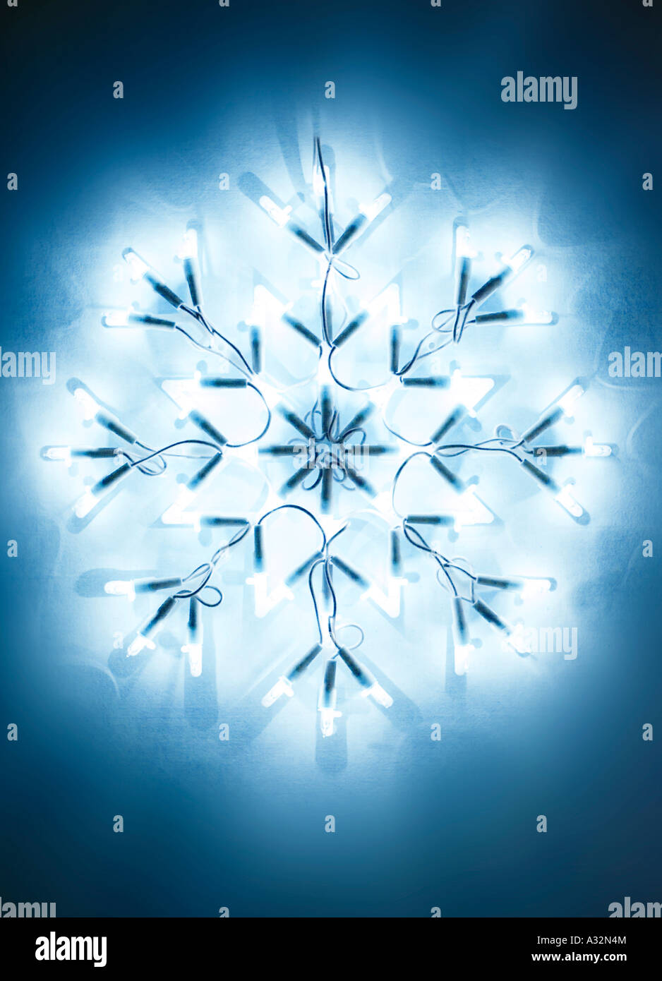 Schneeflocke-Weihnachtsbeleuchtung Stockfoto