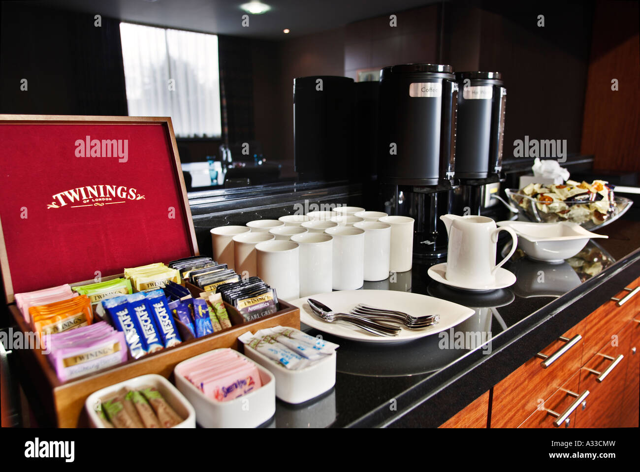 Kostenlose Hotelzimmer Erfrischungen UK Stockfoto