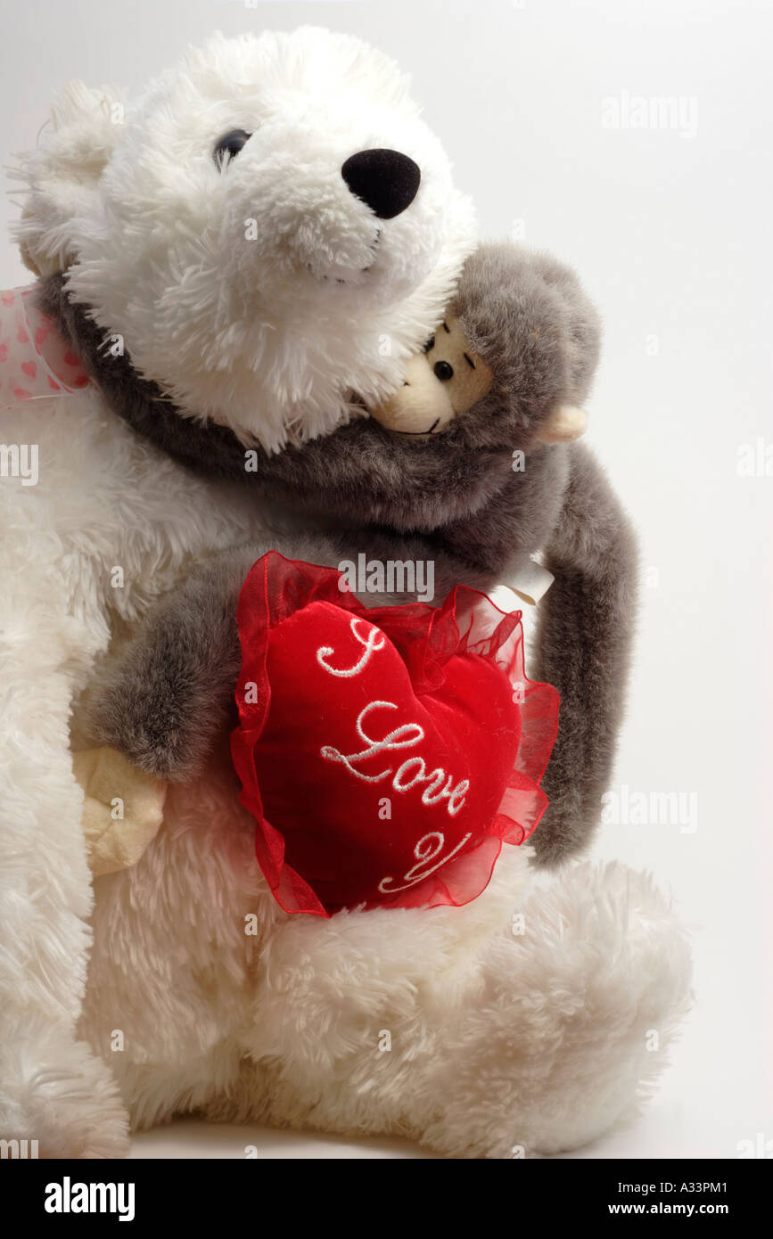 Valentine Bear Hug Stockfoto