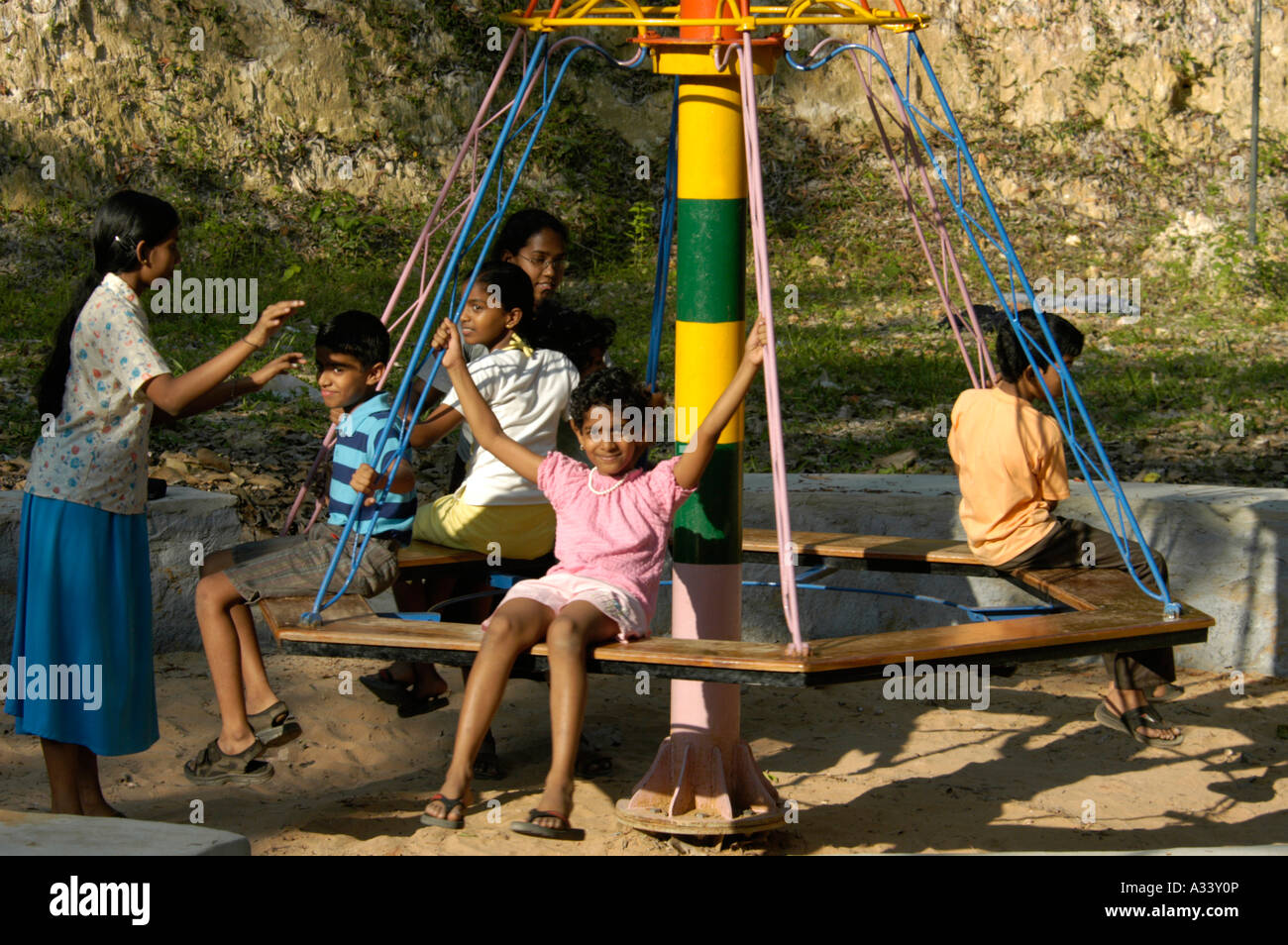 KINDERPARK AKKULAM TOURIST VILLAGE IN DER NÄHE VON AKKULAM SEE TRIVANDRUM Stockfoto