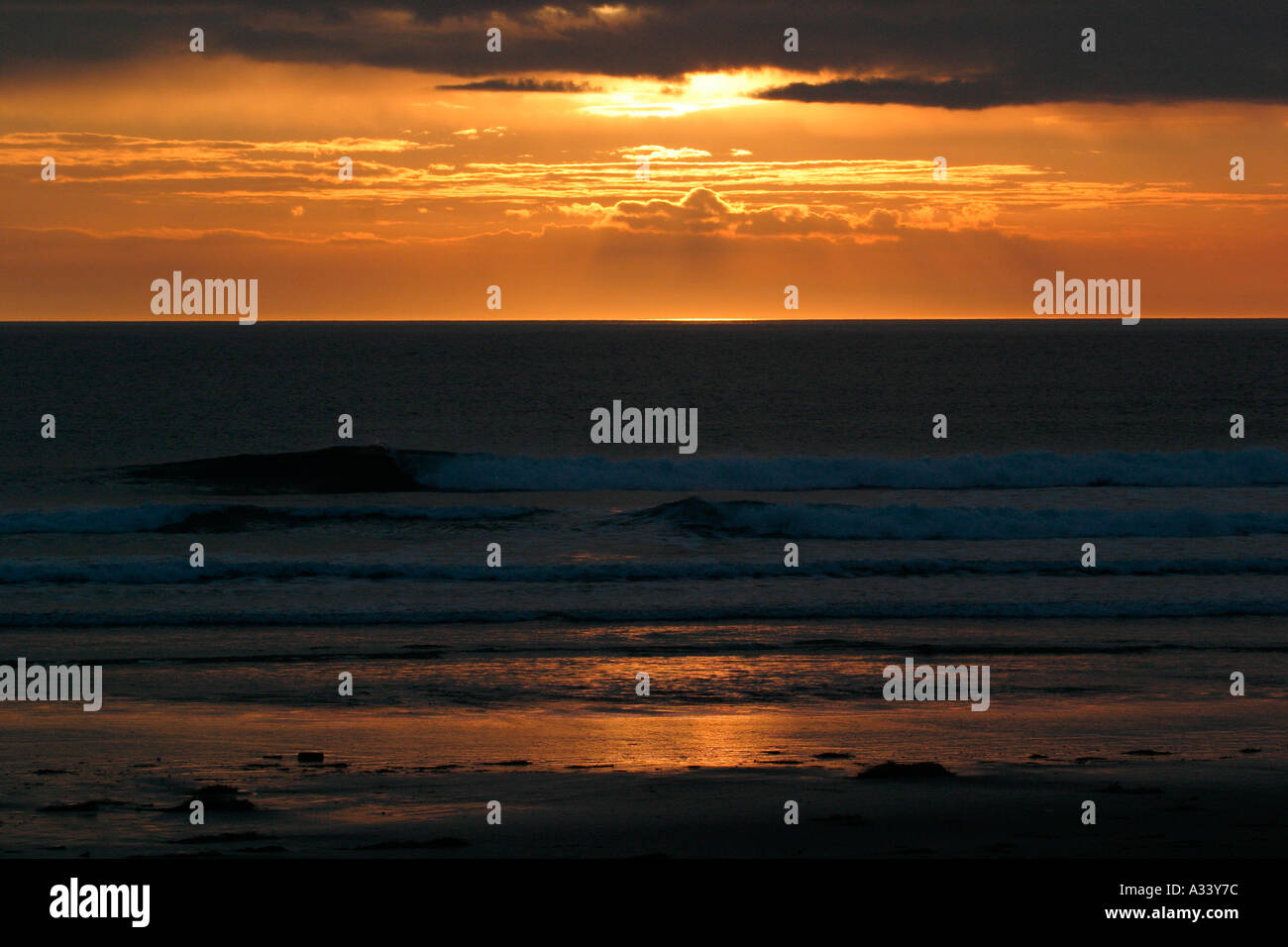 Sonnenuntergang über Machirs Bay Islay Argyll Schottland Stockfoto