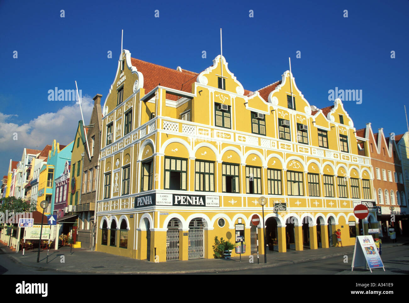 Alte holländische Architektur in Willemstad Curacao Stockfoto