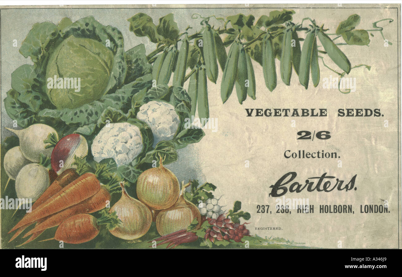 Samen von Carters Gemüsen Werbeblatt um 1890 Stockfoto