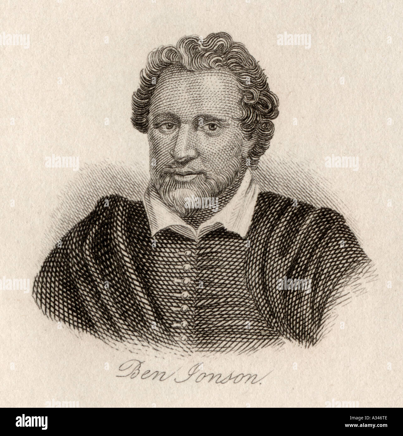 Ben Jonson aka Benjamin Johnson, 1572 - 1637. Englische Renaissance Dramatiker, Dichter und Schauspieler. Stockfoto