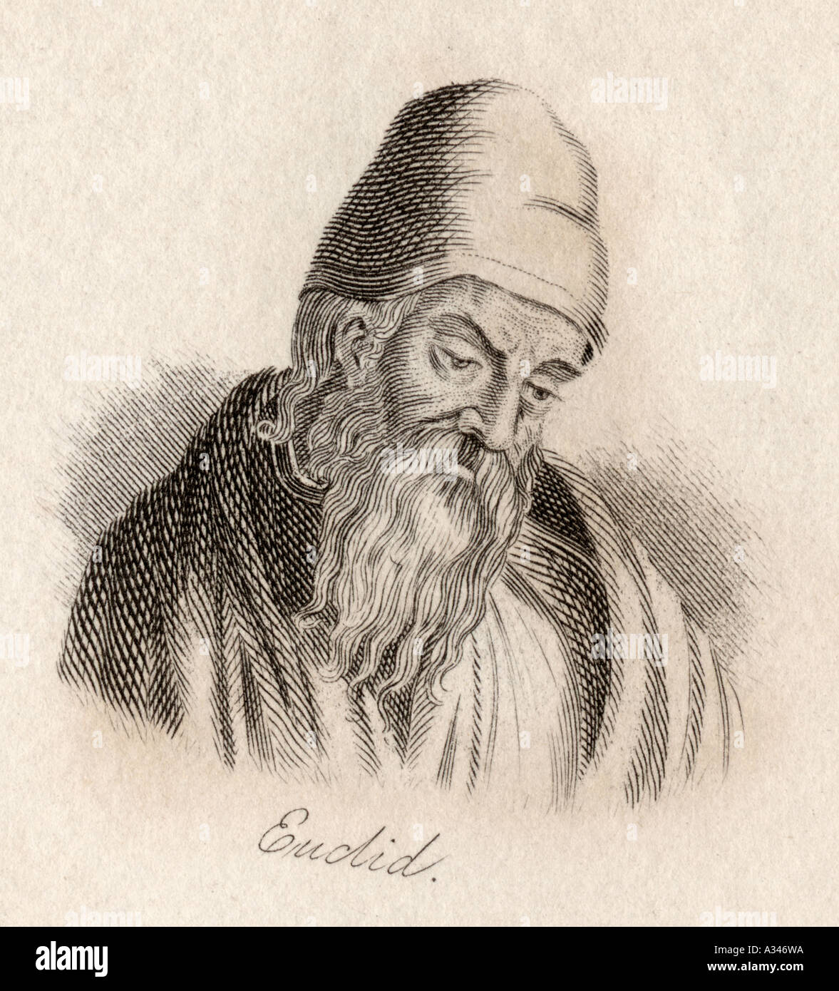 Euclid von Alexandria, c 325 - c 265 v. Chr. Der griechische Mathematikhistoriker ist bekannt für seine Abhandlung über Mathematik, die Elemente. Stockfoto