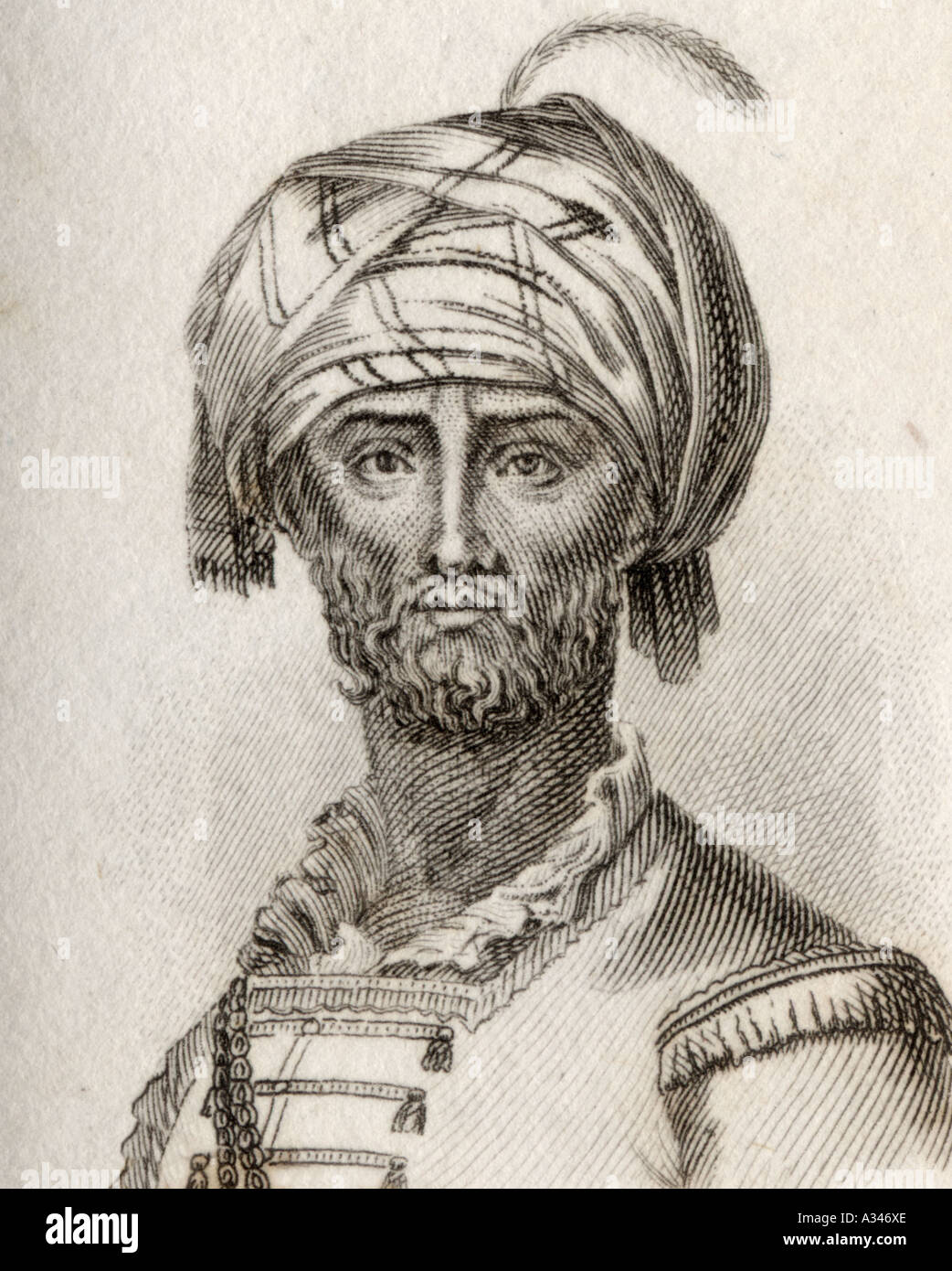 Hyder Ali oder Haidar Ali, 1720 - 1782. Indische General Sultan und De-facto-Herrscher des Reiches von Mysore, Indien. Durch J W Koch eingraviert Stockfoto