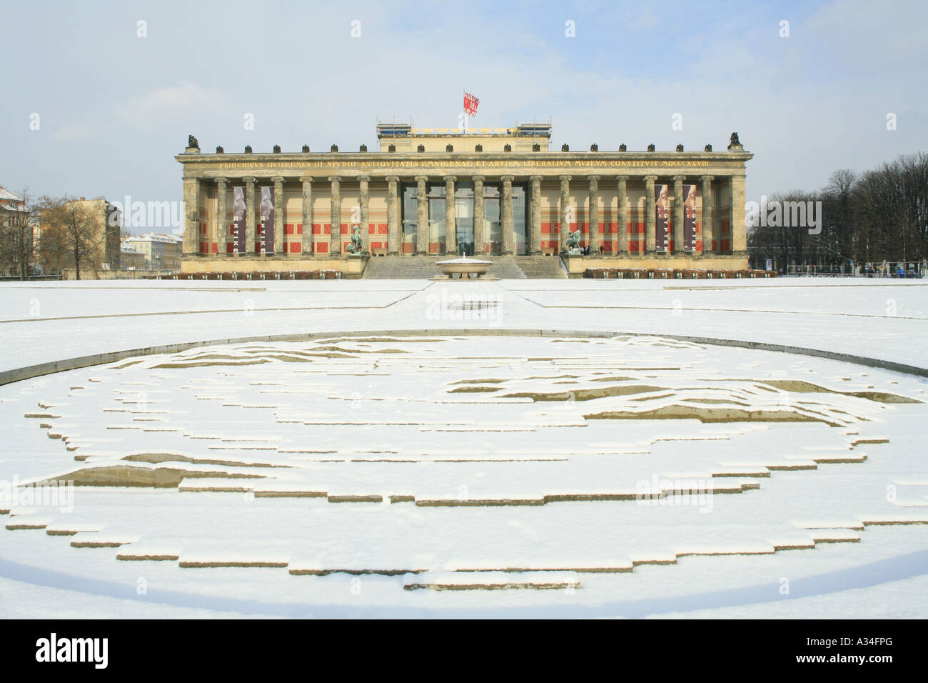Altes Museum und Lustgarten in Winter, Deutschland, Berlin Stockfoto