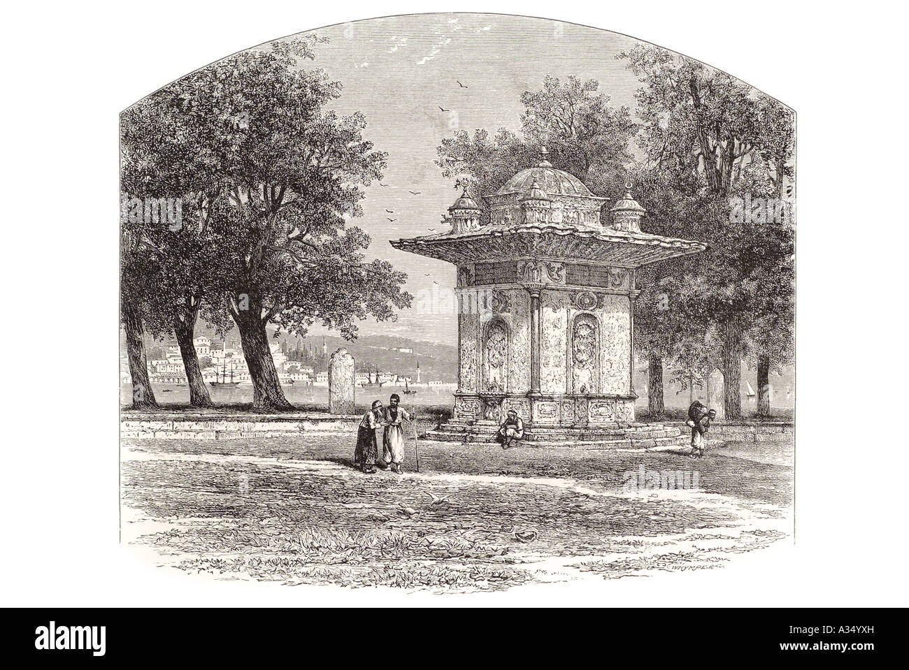Istanbul Türkei türkische Turkie orient orientalische Constantinople Frühjahr gut Wasserpark Raum Baum Küste Rand Weg trinken Rest öffnen Stockfoto