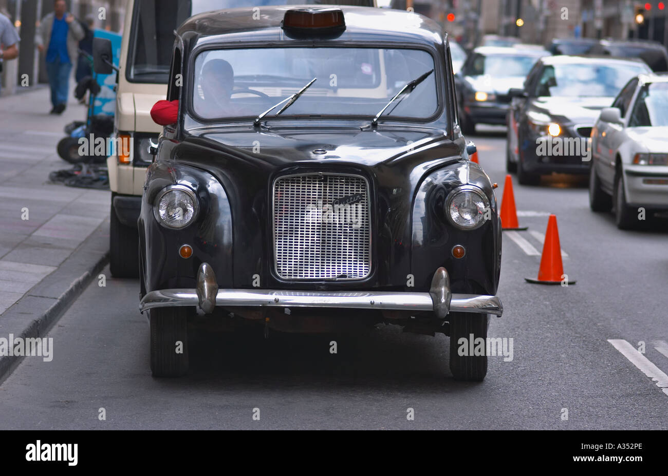Schwarzen Austin Oldtimer. Am ehesten vierziger Jahre Modell. Stockfoto