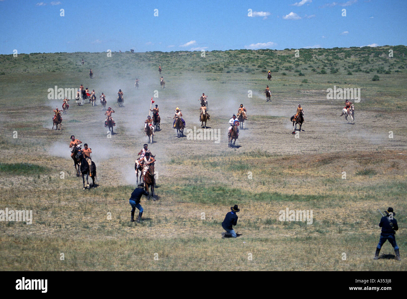 Little Bighorn Custer Schlacht re Enactment Crow Agency landet in der Nähe von Hardin Montana USA Stockfoto