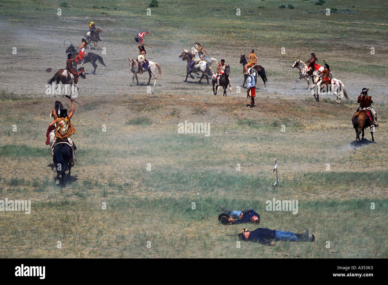 Little Bighorn Custer Schlacht re Enactment Crow Agency landet in der Nähe von Hardin Montana USA Stockfoto