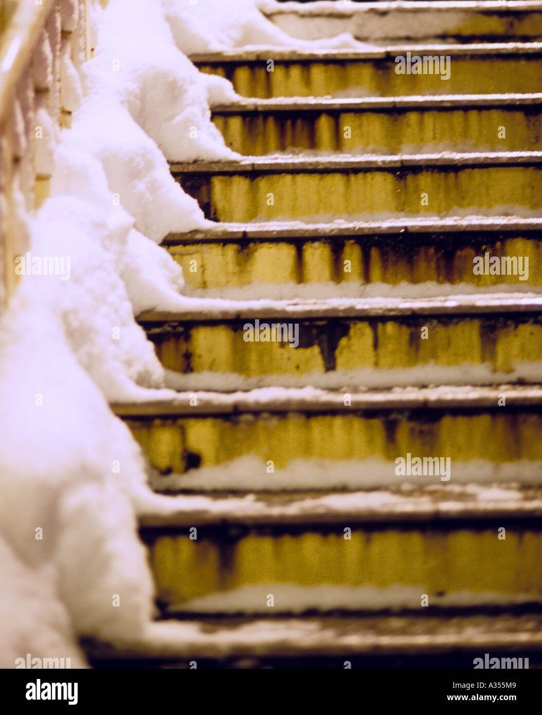 verschneite Schritte in Aomori Japan Stockfoto