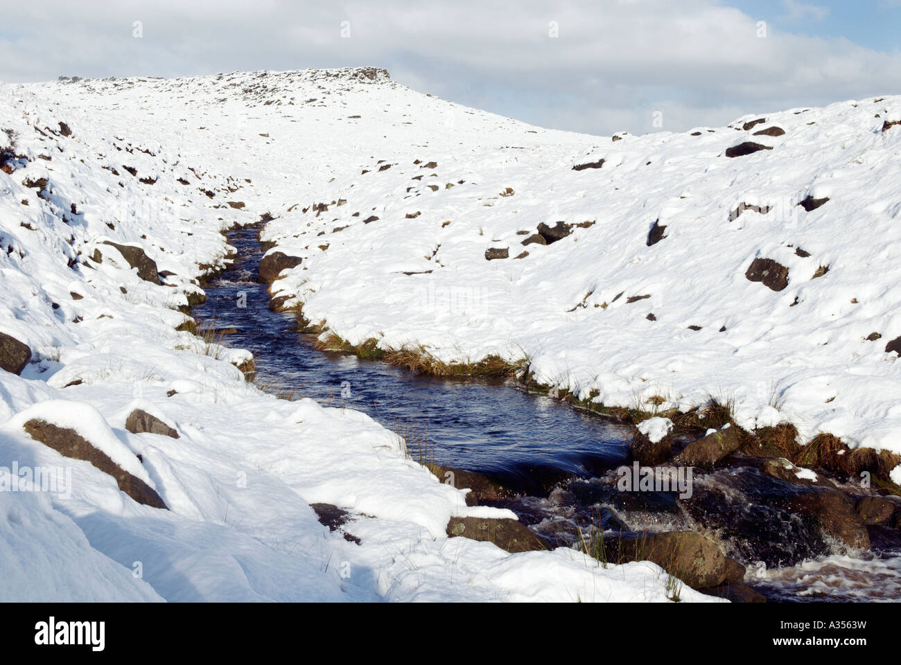 Burbage Brook "im Winter"Burbage Brücke"über Hathersage in Derbyshire"Great Britain" Stockfoto