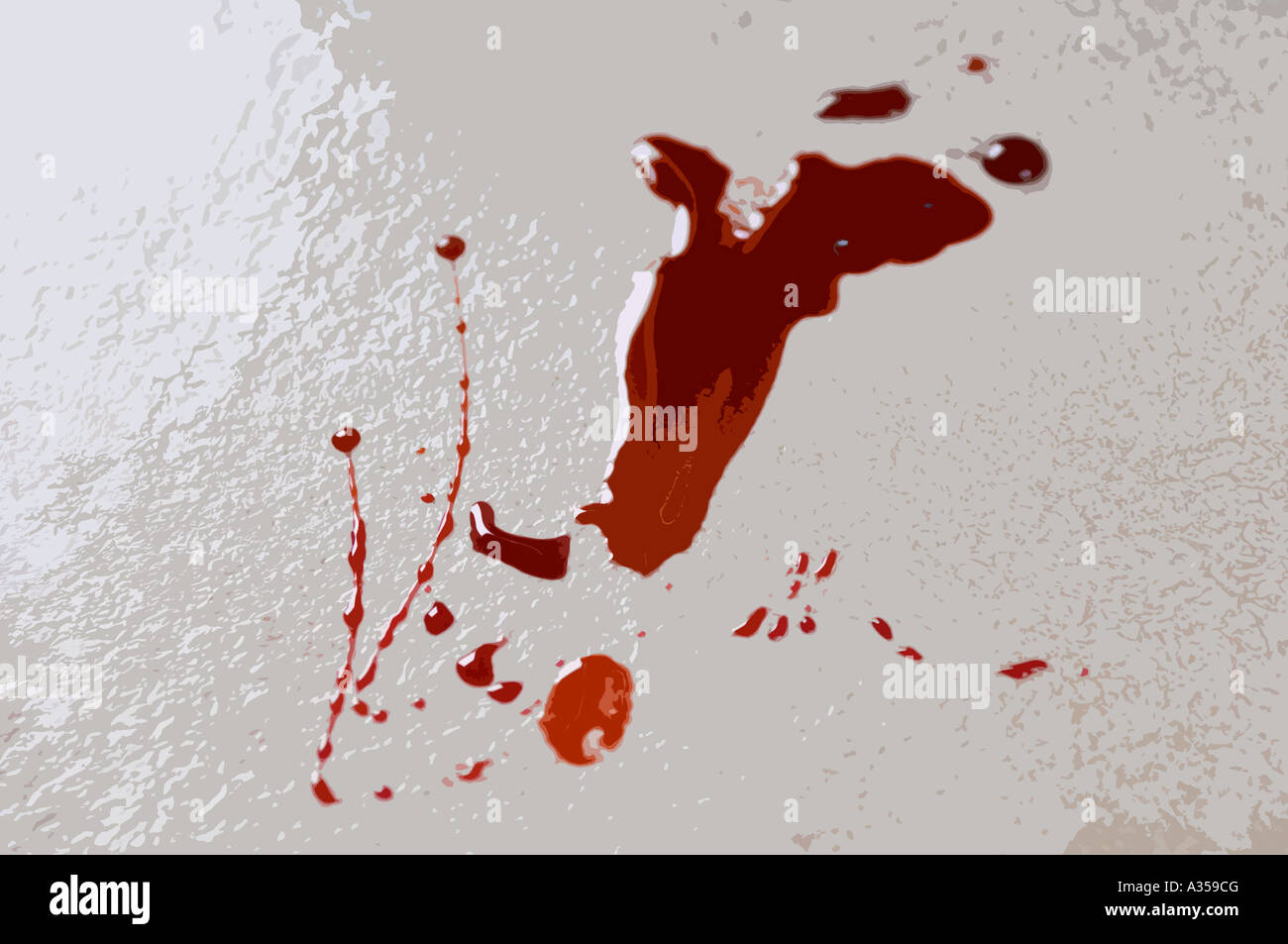 ein künstlerischen Eindruck von Blut Flecken auf einer Etage Stockfoto