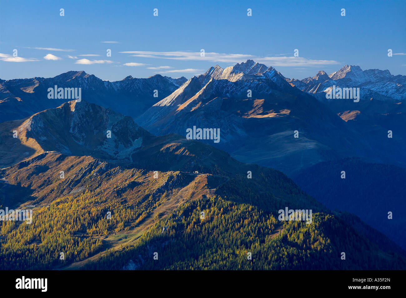 den Bergen oberhalb von Verbier Quatre Vallées Region la Wallis Schweiz Stockfoto