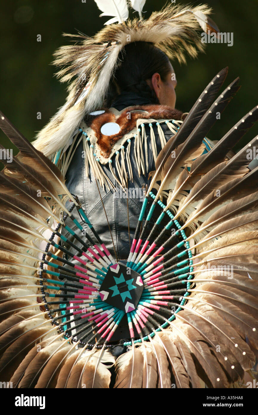 Native American Dancer im Federkleid Stockfoto