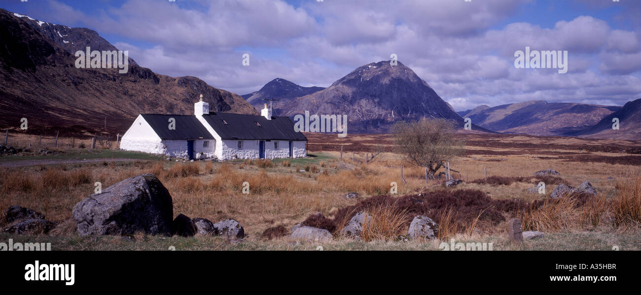 Black Rock Cottage, unter der weißen Karen Skizentrum, Glencoe.  GPAN 0059 Stockfoto