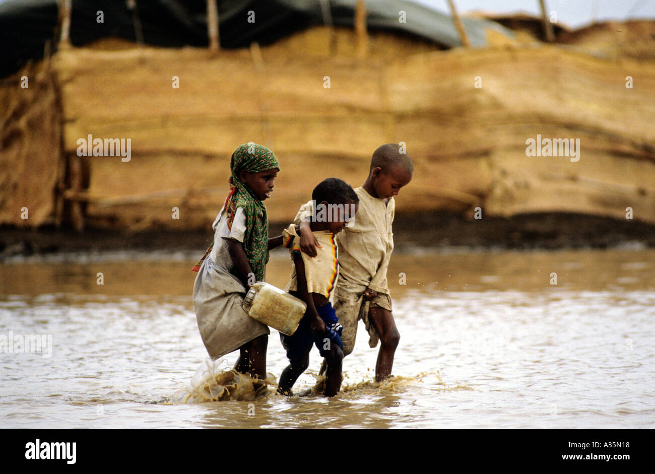 Sudan, Hungersnot, 1985. Flüchtlinge aus Äthiopien im Girba Camp an der Grenze zwischen Äthiopien und dem Sudan. Stockfoto