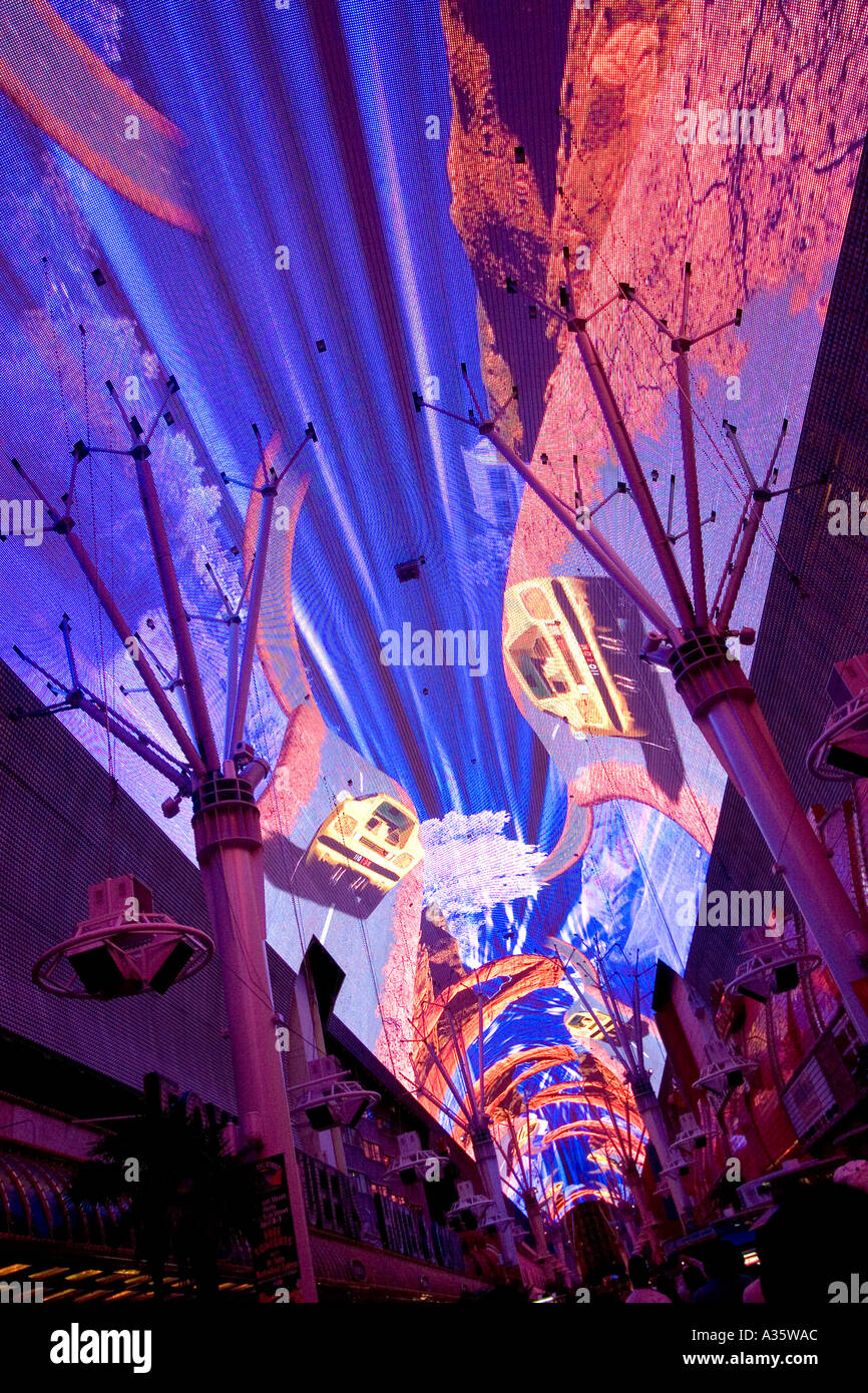 Fantastische Lichtshow am alten Strip Freemont Street Las Vegas Nevada, USA Stockfoto