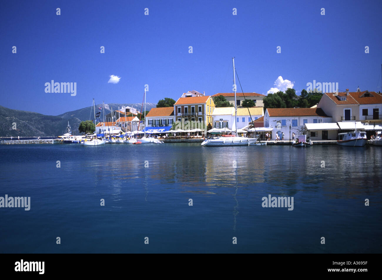 Hafen von Fiskardo Kefalonia Griechenland Stockfoto